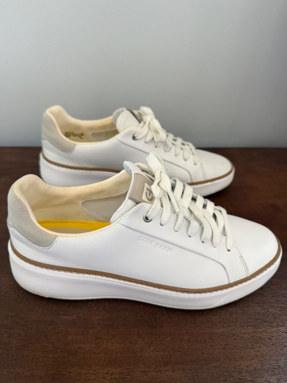 Cole Haan white leather sneakers, size 9B